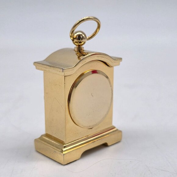 Miniature Gold Tone Quartz Clock With Roman Numerals - Picture 9 of 10